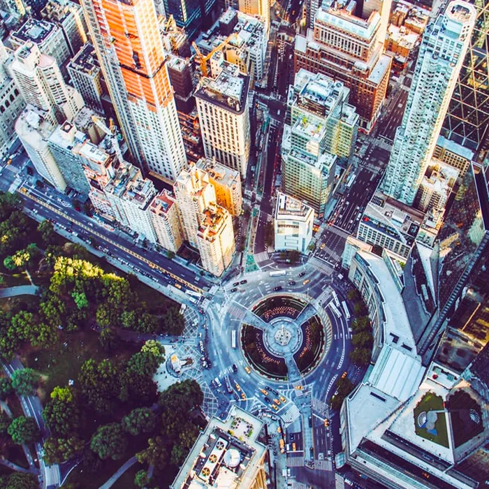 Aerial view of Columbus circle NYC