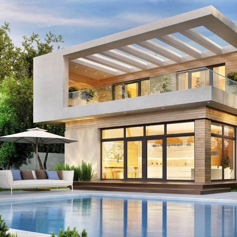 Ultra modern home with a pool, architectural image