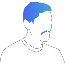 Abstract line art of team member Adam Gulley