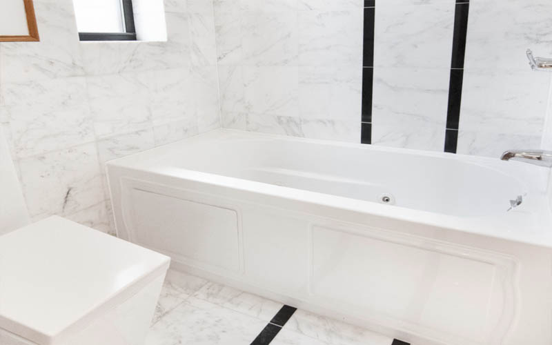 Elegant bathroom inside an apartment in the Wyoming building in midtown New York City