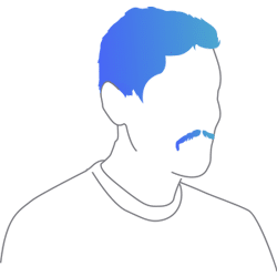 Abstract line art of team member Adam Gulley
